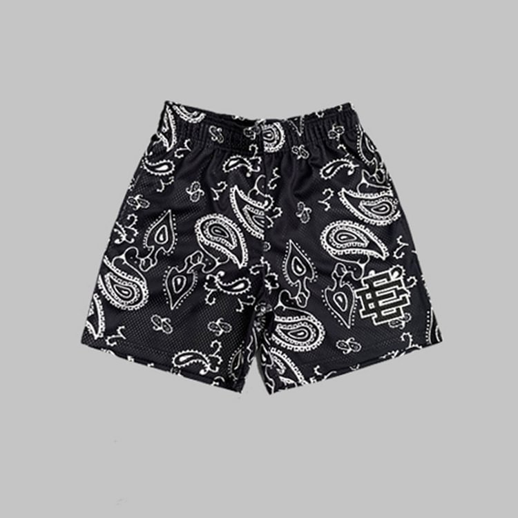 Pantalones cortos EE con flores de anacardo - Negro