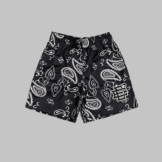 EE Shorts Cashew flowers Black